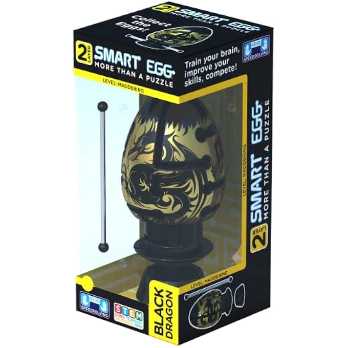 BLACK DRAGON: 3D MAZE PUZZLE, MADDENING BRAIN TEASER FOR PUZZLE LOVERS (DIFFICULT, LEVEL 3 OUT OF 3, FOR AGE 8+) - CHALLENGE AND FUN IN SOLVING THE LABYRINTH INSIDE THE EGG - Image 1